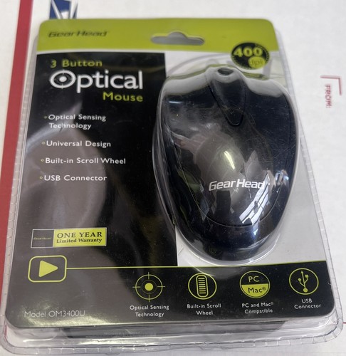 New!!! Gear Head OM3400U 3 Button Optical Standard USB Wired Mouse - Picture 2 of 2