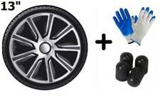 Radkappen Radzierblenden Radblenden 4xStück Veron Carbon Silber Schwarz 13" 3176