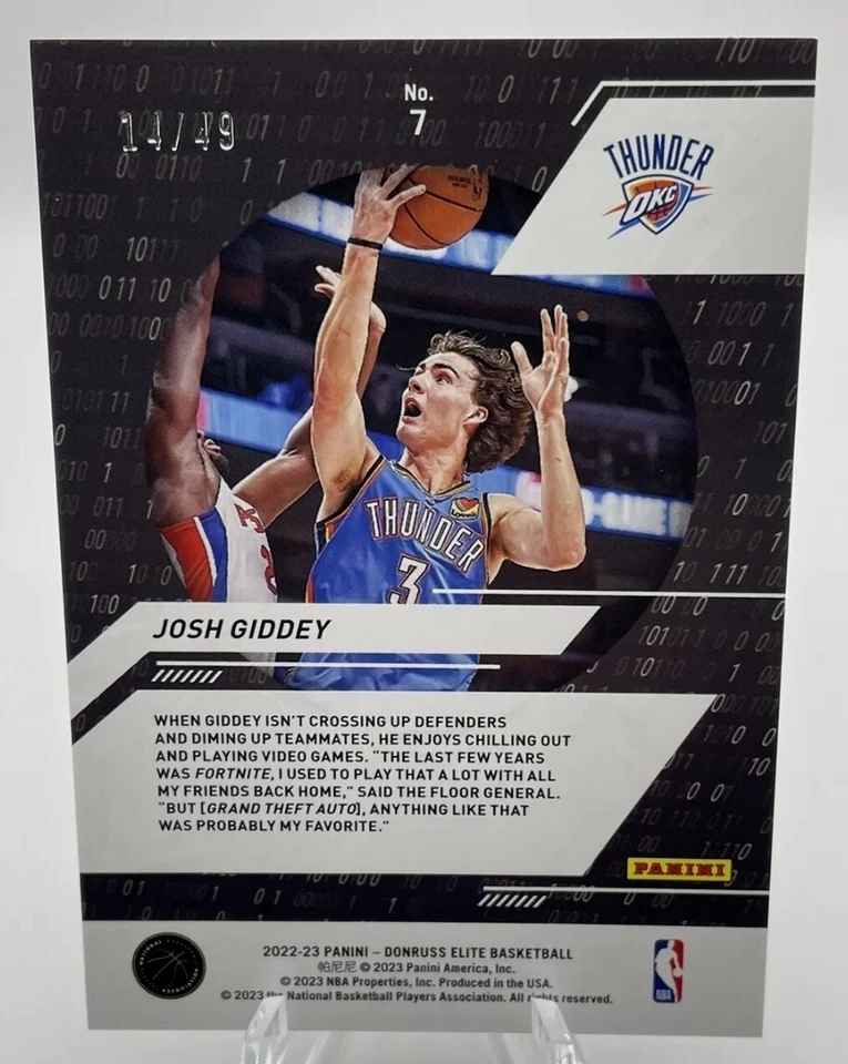 /49 SSP JOSH GIDDEY 2022-23 PANINI DONRUSS ELITE PURPLE POWER FORMULAS PARALLEL  - Image 2 of 2