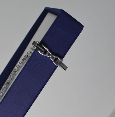 SWAROVSKI TENNIS DELUXE RHODIUM PLATED WHITE CRYSTAL ROUND