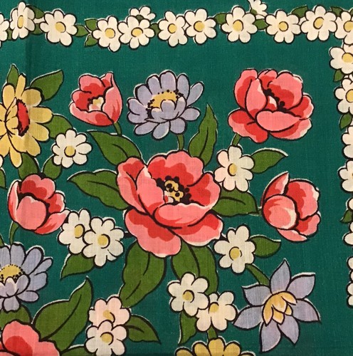 PAÑUELO FLORAL DE ALGODÓN DE COLECCIÓN HANKY 13 X 13.5 DÉCADA DE 1950 - Imagen 4 de 5