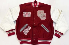Vintage Ripon School Leather Letterman Varsity Jacket Sz 46 Red USA Stitched