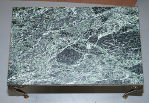 PAIR OF CIRCA 1900 GREEN MARBLE TOP OCCASION SIDE TABLES WITH BRONZED FRAMES - Picture 11 of 12