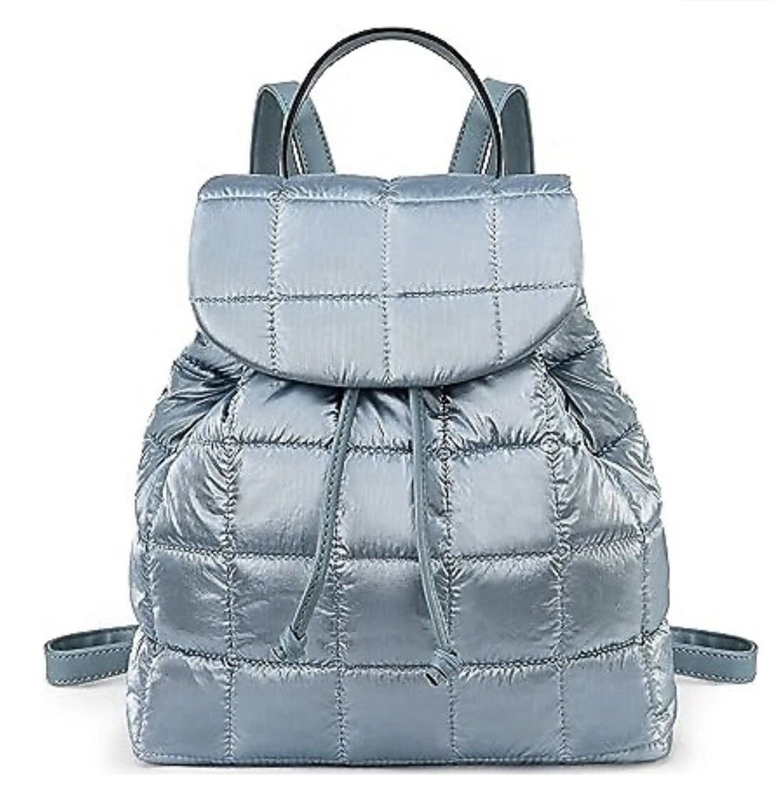 New Montana West Silver & Gray Water Resistant Quilted Women\'s Backpack Montana West Small Backpack for Women Vegan Leather Mini  main image 3
