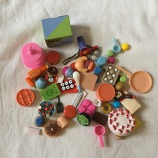 Miniature Food Kitchen Accessories Lot Play Food Utensils Dishes Approx 60 Pcs