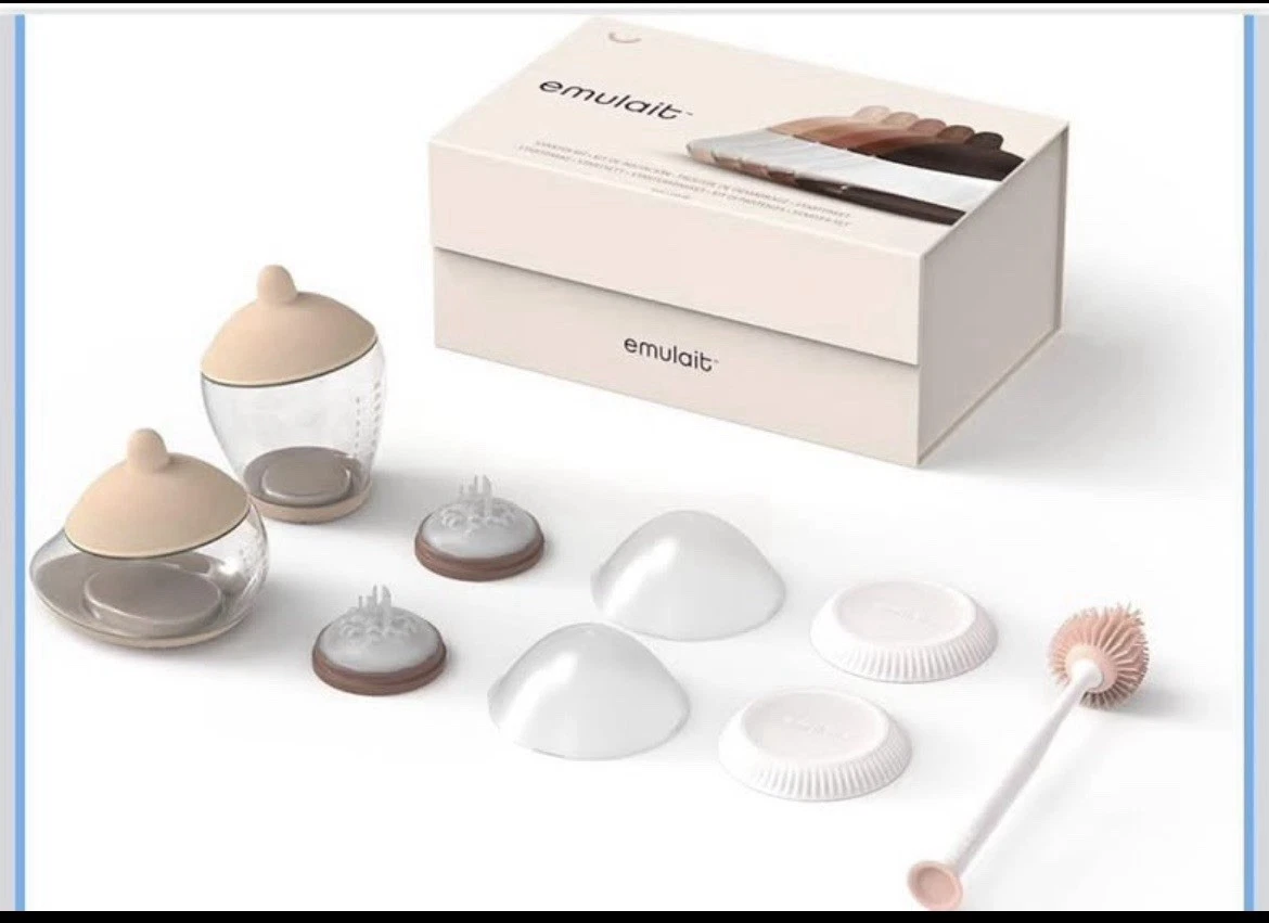 Emulait Baby Bottle Starter Kit 2X Bottles, Nipples, Caps, Lids, Valves 1-RFV