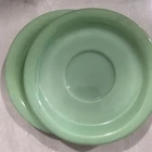 Vintage Fire King Jadeite Set Of 2 Restaurant Ware Oven Glass 5-7/8" Inch Saucer