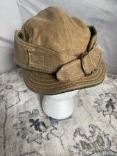 Filson Tin Cloth Wildfowl Hat Adult Large Brown Waxed Canvas Wool Lined Trapper