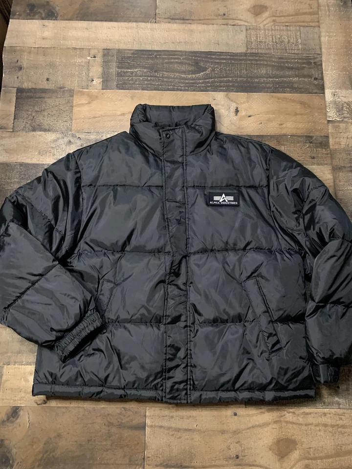 Alpha Industries Jacket Mens 2XL Black Down Puffer Coat Insulated Warm - Image 2 of 4
