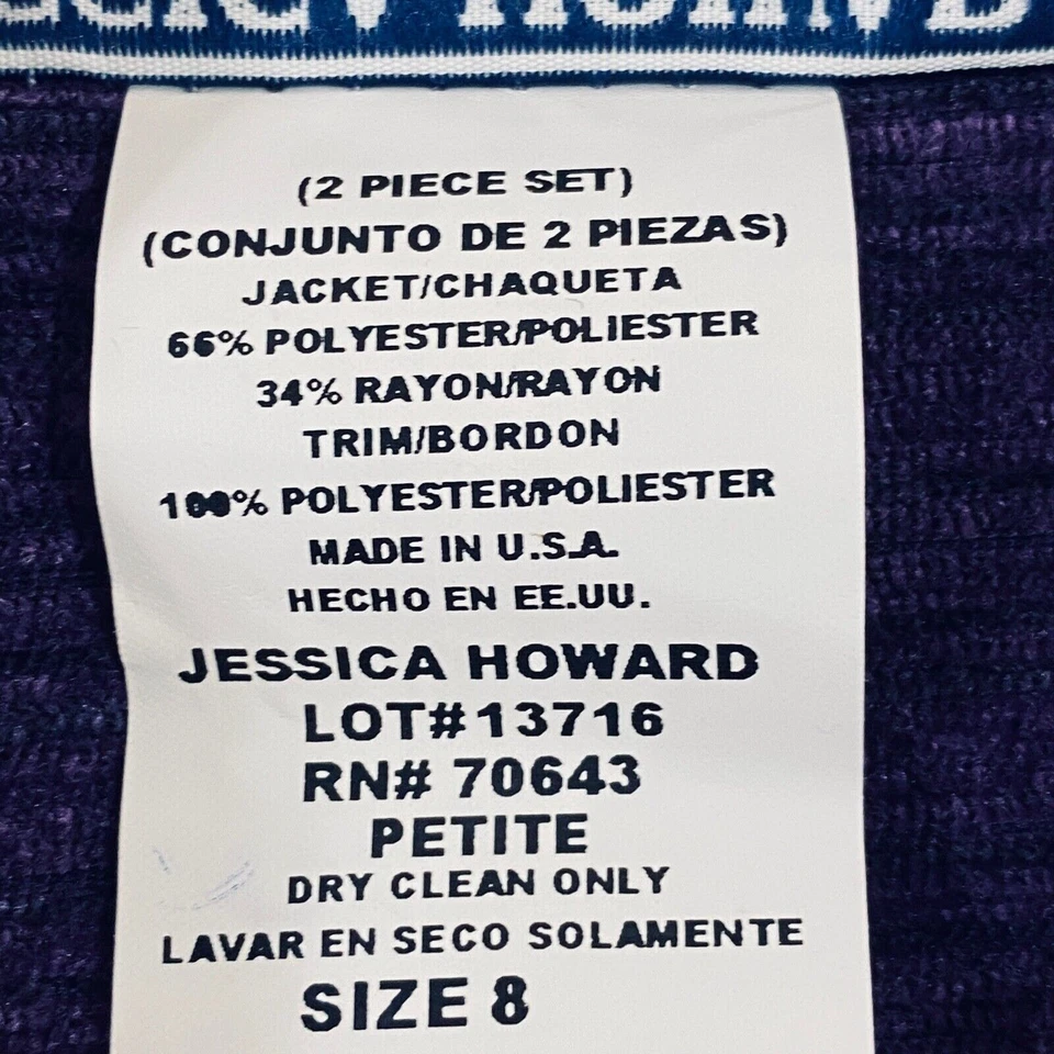 Jessica Howard Top Women's 8 Petite Purple Floral-Print Long Sleeve Button Front - Image 4 of 4