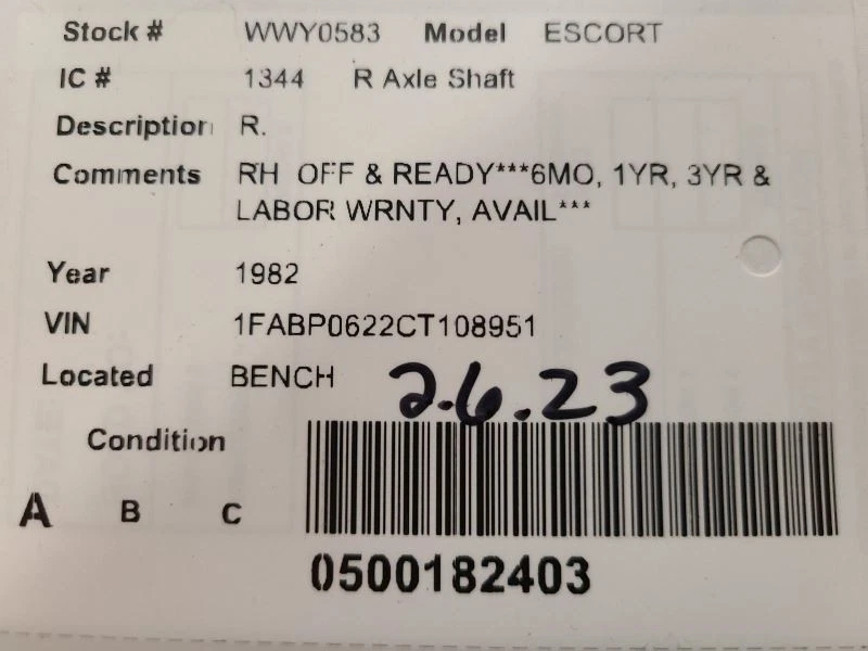 Eje derecho pasajero eje pasante 3/83 se adapta a 81-83 ESCORT 1669081 Foto 4 de 4