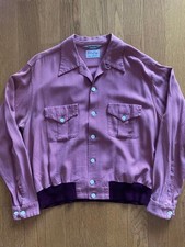 1950s Vintage Rayon Gabardine Jacket Faded Pink Rockabilly Size M