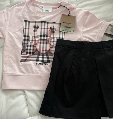 Burberry Pink Shirt “Pia Bear“ And A Black Burberry Skirt “ Myrtle” Sz6 NWT - Picture 11 of 20