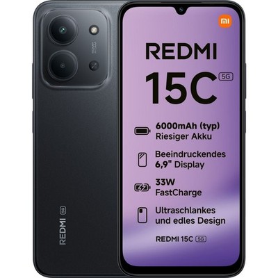 Xiaomi Redmi 15C 5G 128 GB Midnight Black Dual SIM Smartphone Handy