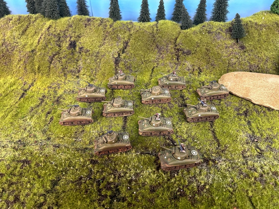 Flames of War U.S. M4A1 Sherman 75mm Tanque Lote x11 Pintado FOW Battlegroup 15mm Foto 3 de 4