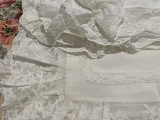 D. Porthault France 2pc Standard Shams 100% Cotton Voile White Lace Embroidery