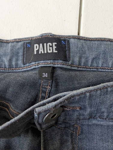 Paige Federal Jeans Herren 34 x 28 blau Denim Stretch gerades Bein USA - Bild 14 von 15