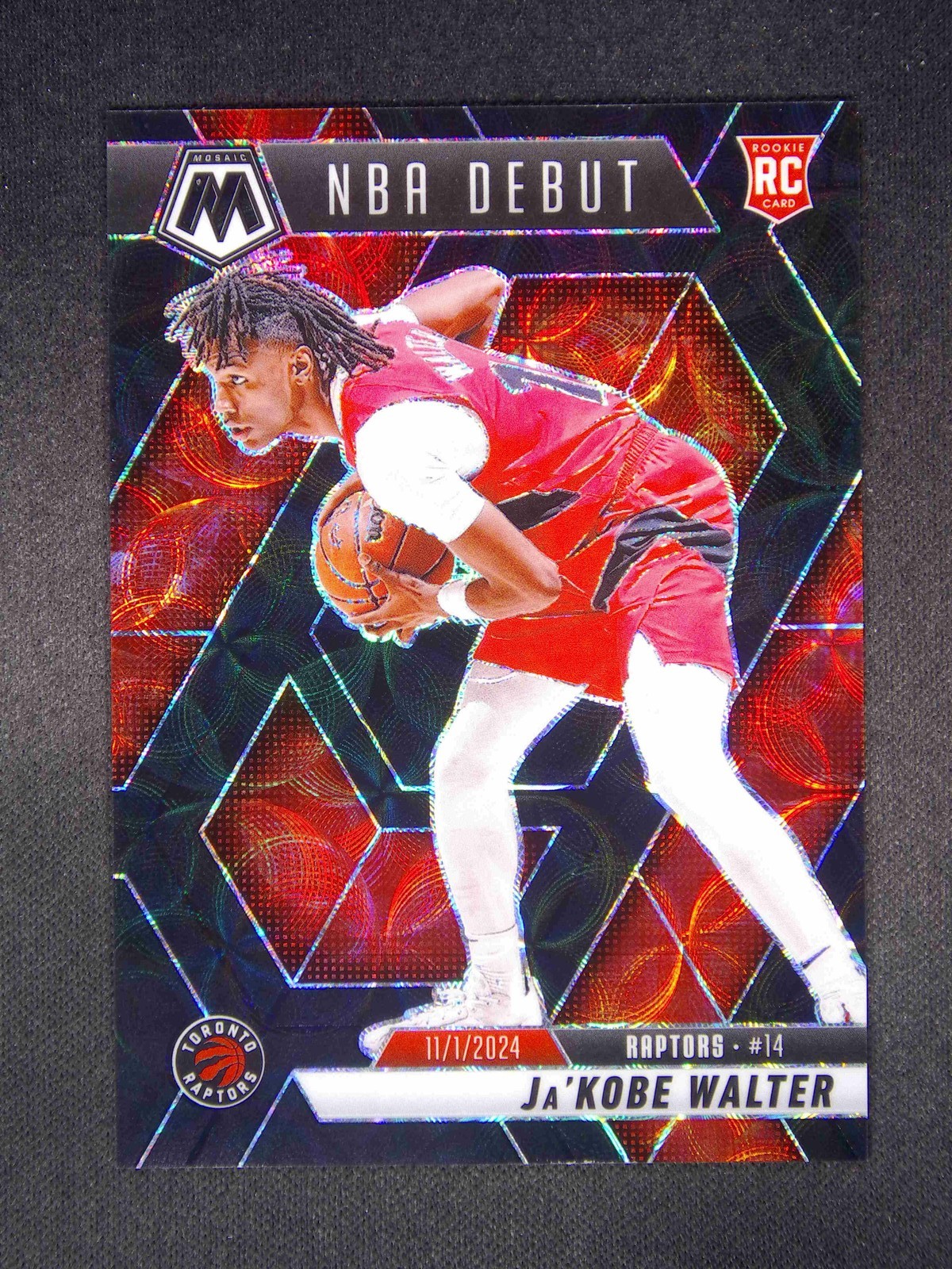 1/1 2024-25 Panini Mosaic Ja'Kobe Walter #253 RC Rookie NBA Debut Black Scope