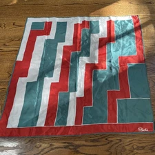 Vintage 60’s PAOLI Japan Scarf Red White Blue Squares Geo Acetate