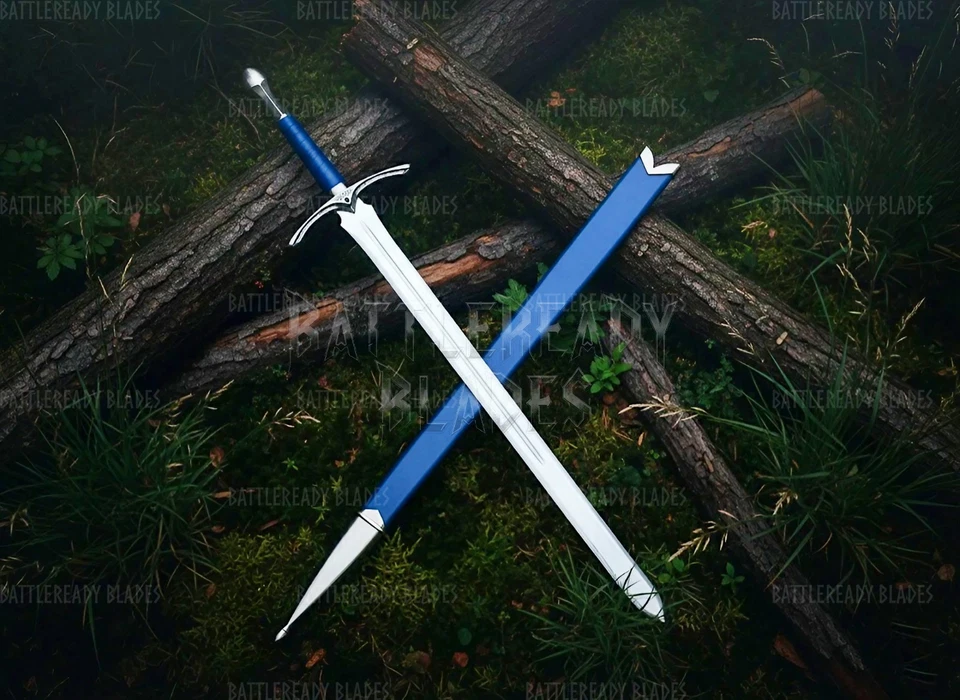 Espada larga de acero al carbono estilo vikingo forjada a mano con vaina, lista para la batalla Foto 2 de 4