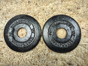 2 VINTAGE Healthways 1-1/4 LBS Weights 1 inch standard