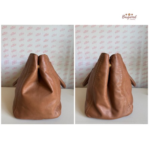 Auténtico bolso de mano grande bidireccional de cuero de becerro marrón vintage de PRADA - Imagen 6 de 11