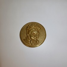 Vintage Gold Tone Relief Medallion Old Woman Portrait Grandma Art Collectible Me