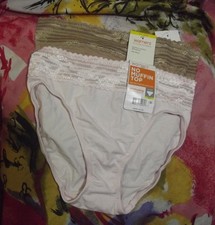 2 NEW WARNERS RT2091P PK/TA NO MUFFIN TOP COTTON HI-CUT PANTIES M/6