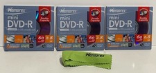 New Lot Of 3 Memorex Mini DVD-R Double Sided 2.8GB 60 Minutes discs SEALED