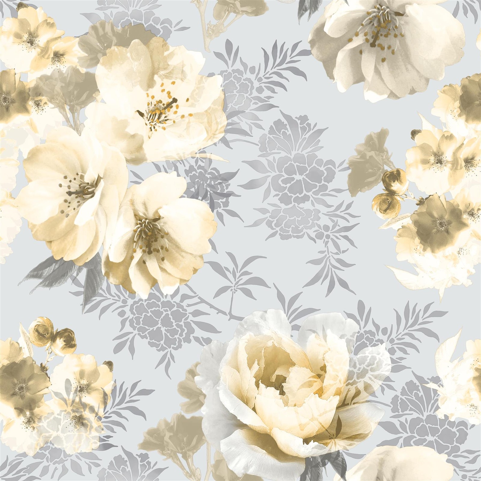 Muriva Catherine Lansfield Dramatic Floral Ochre Wallpaper Bedroom Living Room Wallpaper Roll - Image 2
