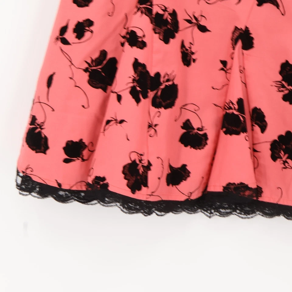 Falda Anthropologie Odille Y2K Rockabilly Floral Rosa Negro Encaje Retro Talla 2 Foto 2 de 4