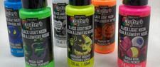 New DecoArt Acrylic Halloween-themed Black Light Neon Paint 6-Assorted Colors