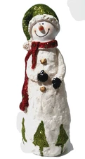TII Collections X3709 Large Resin Glitter Snowman 10" Tall Christmas Figurine
