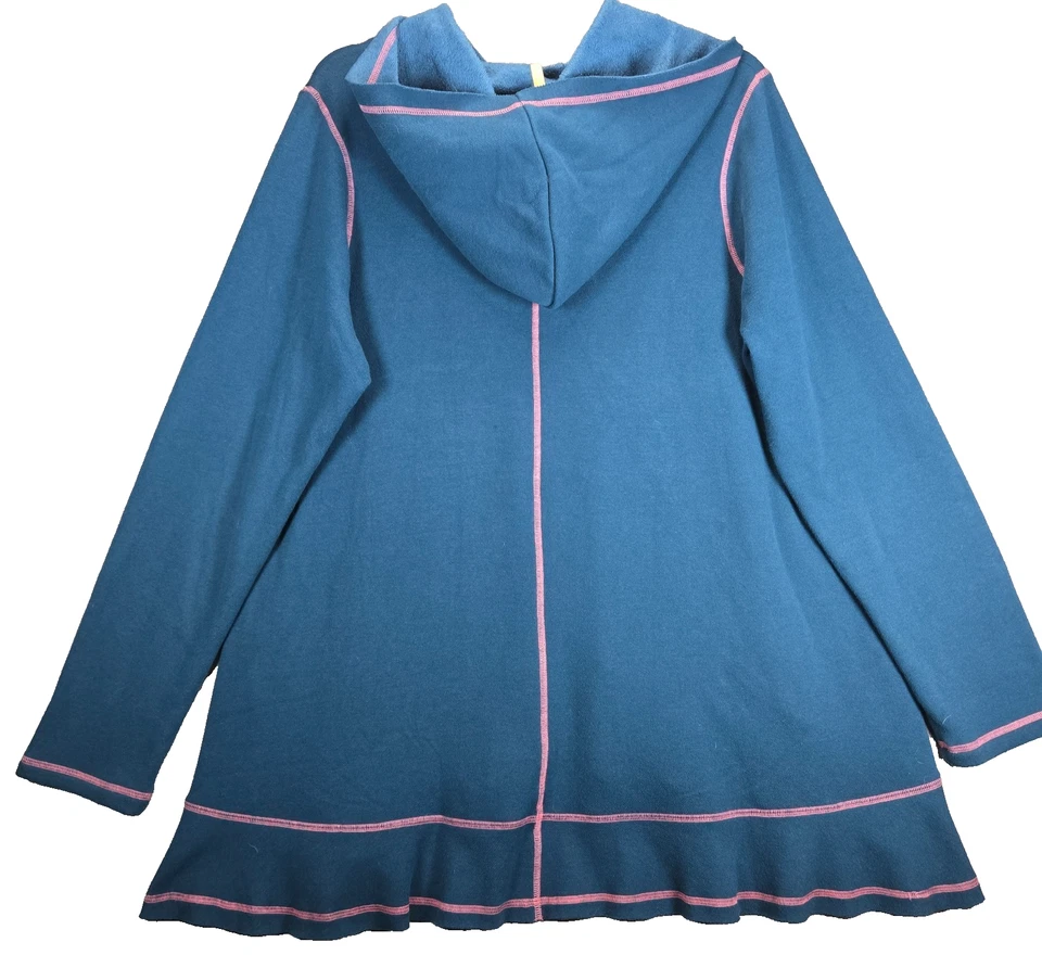 Matilda Jane Be Present Tunic Hoodie XL Teal Fleece Lined Pink Contrast Stitch - Image 2 of 4