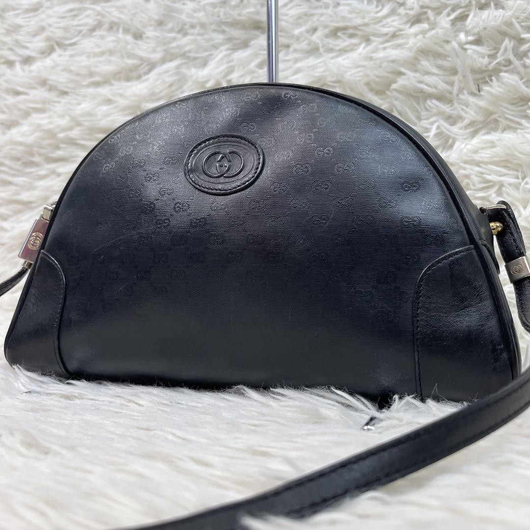 Gucci Shoulder Bag Micro GG PVC Interlocking Black Used