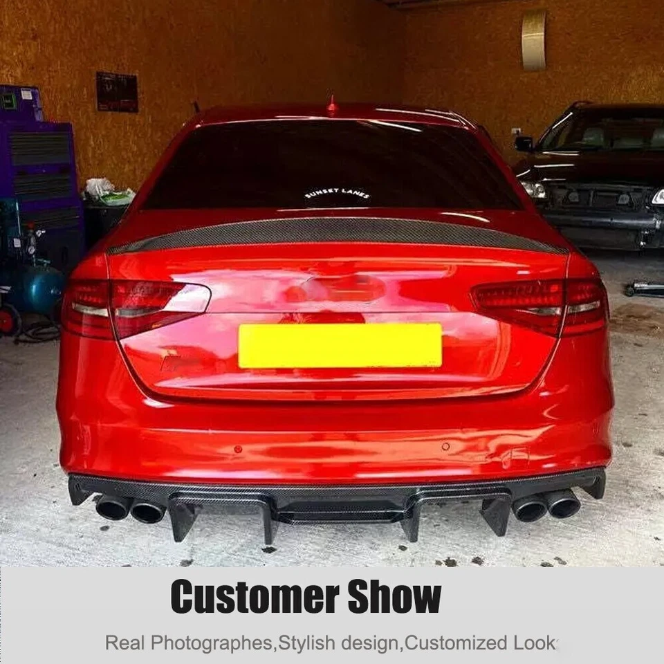 Углеродное волокно для Audi A4 S-line S4 B8.5 13-16 задний бампер диффузор кромки обвес - Изображение 3 из 4