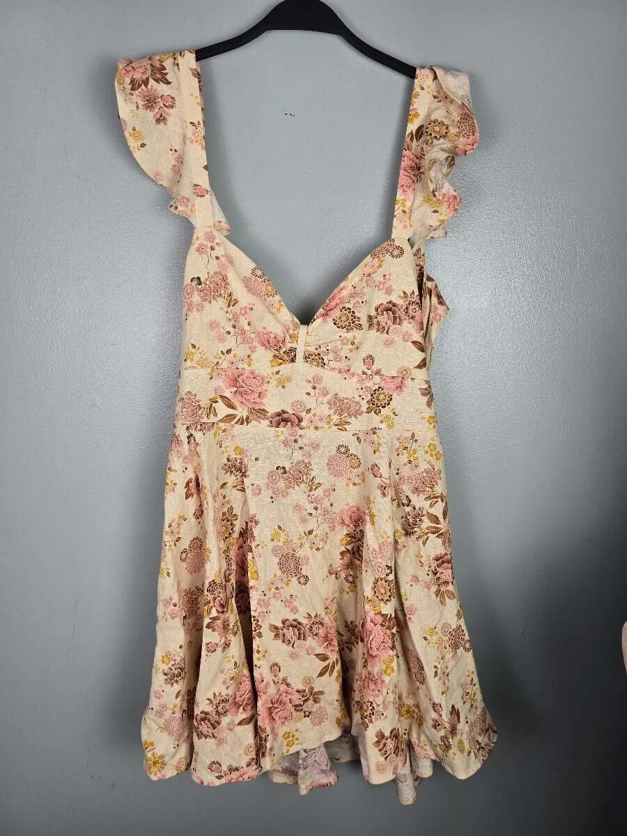 chinese dress ladies Linen-Blend Tiered Mini Dress main image 1