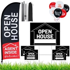 Buryeah Open House Signs Set (36 Pcs Total), 1 Open House Flag with Pole Kit ...