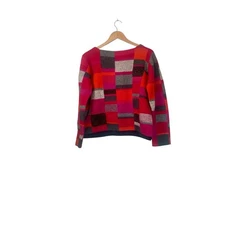 VTG Wool Patchwork Sweater Lagen Look Sigrid Olsen forLiz Claiborne Grandma Core