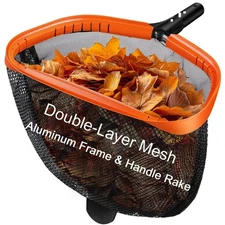 17.5"Pool Net Skimmer with Double-Layer Netting Bag Aluminum Frame Deep Nylon