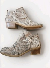 Baretrap- Size 9 Brown Faux Snakeskin Zip Short Heel Scrunch Boots