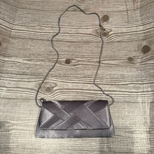 La Regale Silver Satin Evening Clutch with Chain Strap Formal Evening Bag