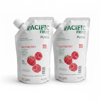 Pacific Fruit Püree Himbeere 2x 1kg Fruchtpüree zu 100% aus echten Himbeeren