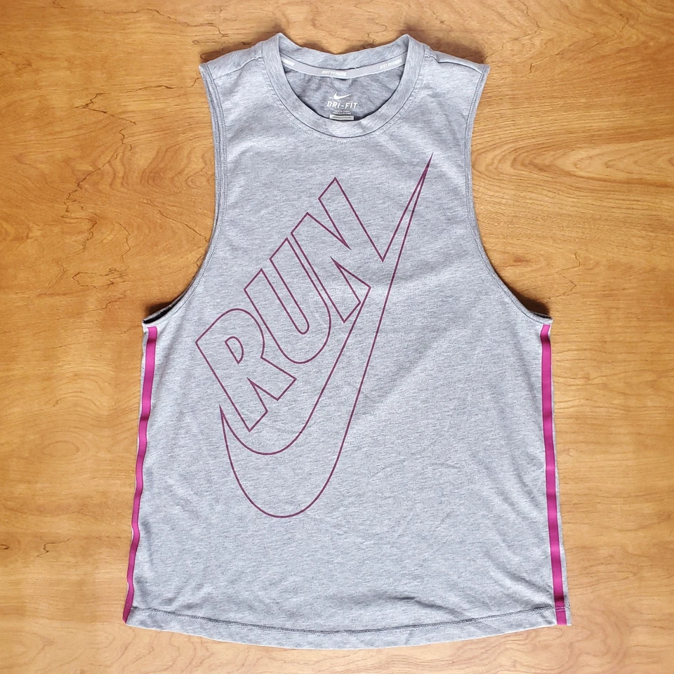 Nike Dri Fit работает бак женщин S без рукавов рубашка мышцы футболка Swoosh запустить 588547 - Изображение 4 из 4