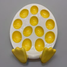 Bella Casa By Ganz Deviled Egg Plate With Large Duck Yellow Feet