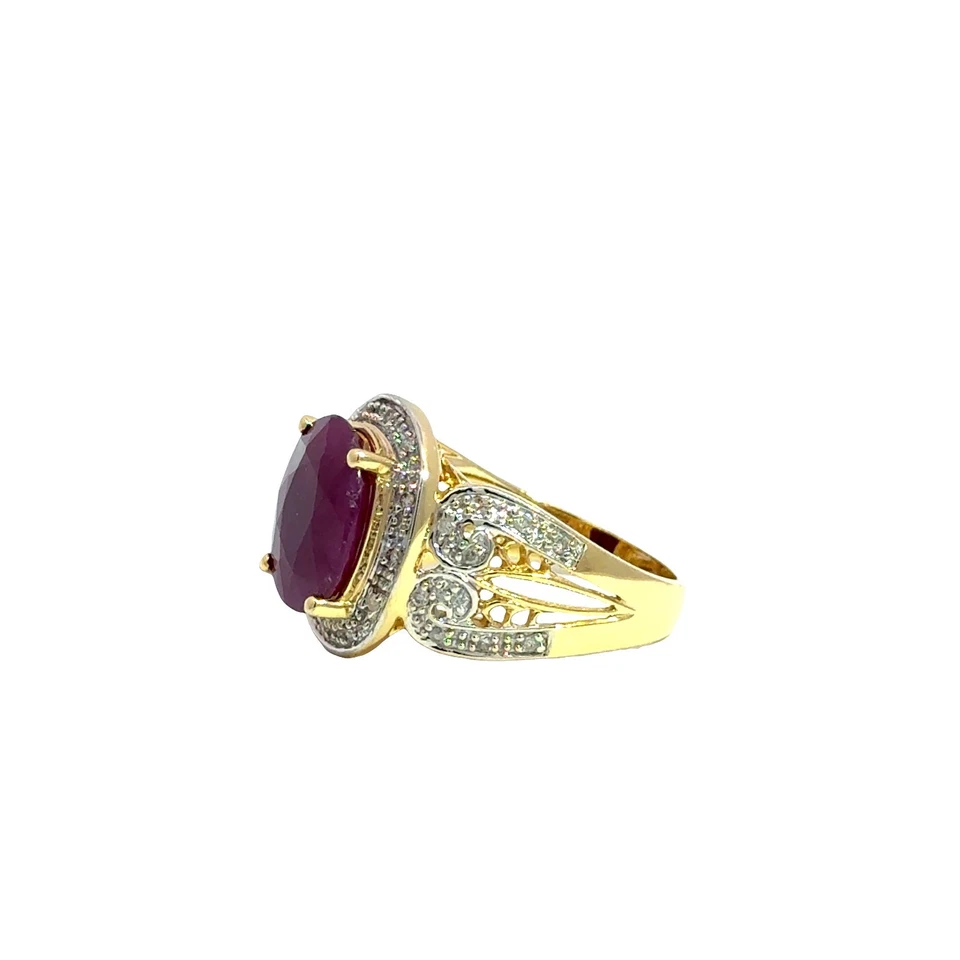14K Yellow Gold Ruby & Diamond Ring – 3.35ct Ruby, 0.45ct Diamonds, 7.1g - Image 4 of 4