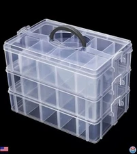 Praisebank 3-Layer Stackable Storage Container Box, 30 Dividers Compartments,