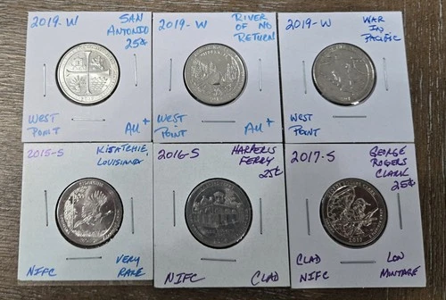 (3) West Point 2019W Quarters and (3) S minted NIFC quarters, 2016, 17 and 18S