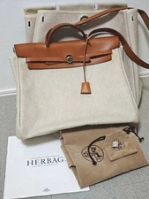 Hermes Sac Herbag MM Toile H Viking Vache Hunter 2way Bag with Replace Bag