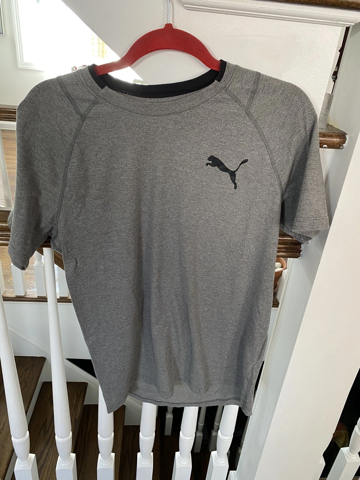 PUMA Men's Gray Performance Dry Cell Crew Neck Tee Size Medium